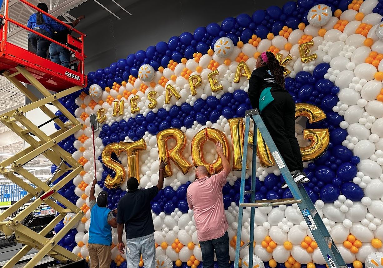 25-foot wall of balloons