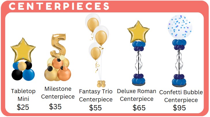 pricing for balloon centerpieces for parties and events