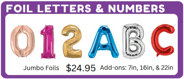 pricing for foil letter and number balloons